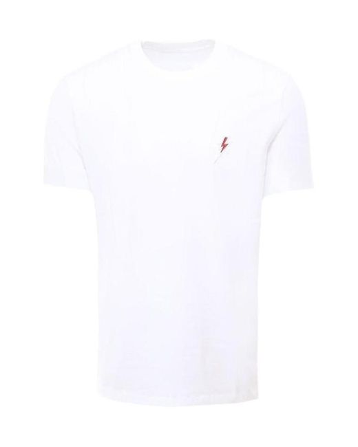 Neil Barrett White Lightning Pattern T-Shirt for men