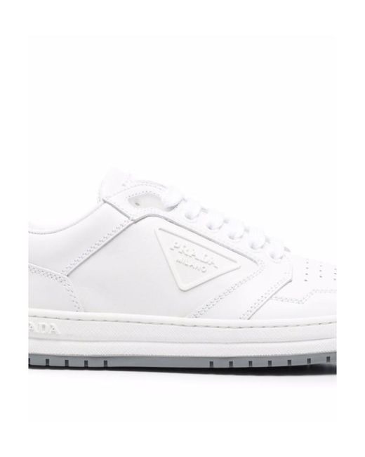 Prada White Action Triangle Logo-Plaque Low-Top Sneakers
