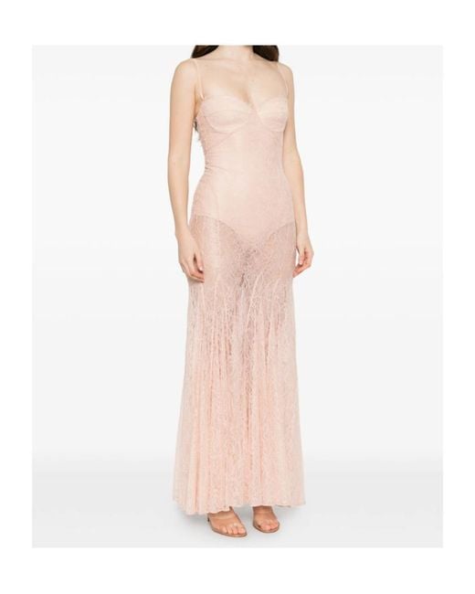 Elisabetta Franchi Pink Lace Maxi Dress