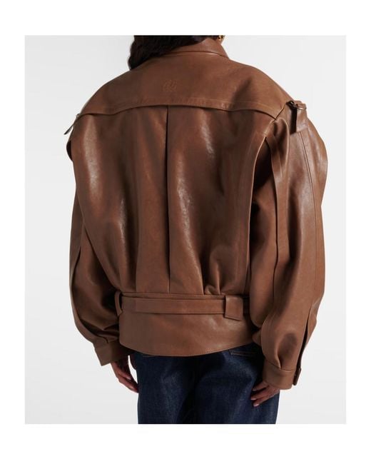 Magda Butrym Brown Long-Sleeved Leather Jacket