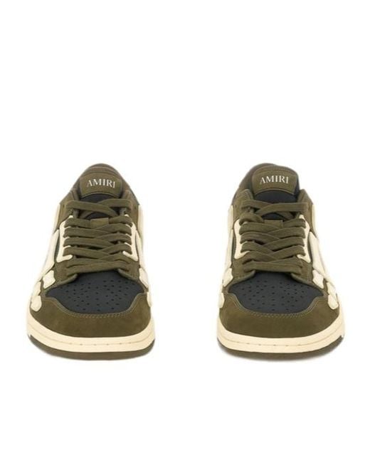 Amiri Green Bone Appliqué Suede Sneaker With Rubber Sole for men