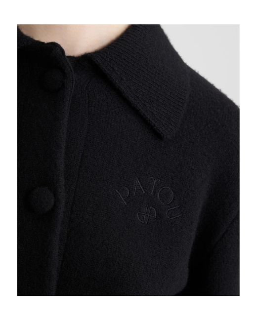 Patou Black Buttoned-Up Wool Cardigan
