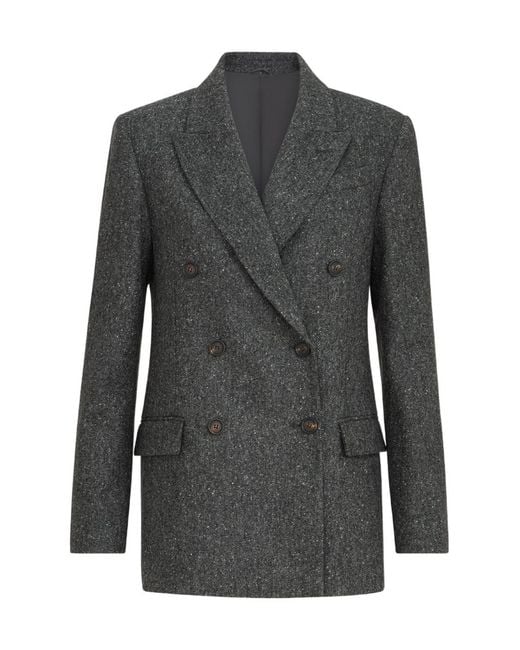 Brunello Cucinelli Gray Double-Breasted Blazer