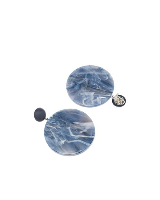 Emporio Armani Blue Marbled-Effect Drop Earrings