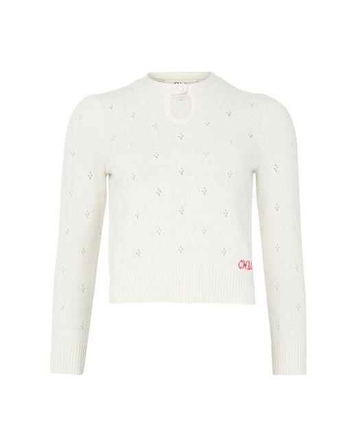 Chloé White Round Neck Sweater