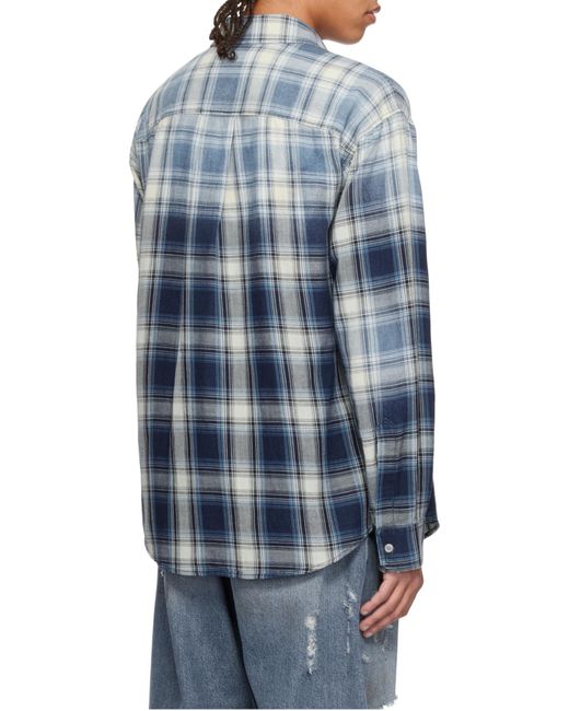 DSquared² Blue Checked Dropped Shoulder Shirt for men