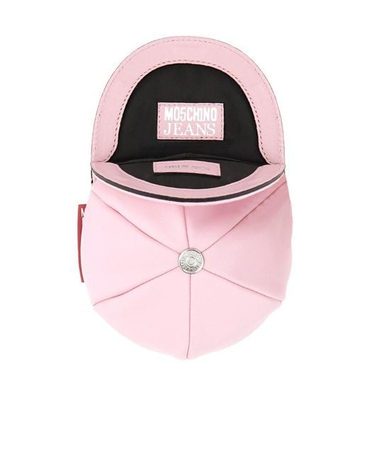 Moschino Pink Jeans Logo Patch Chain-Linked Crossbody Bag