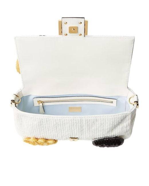 Fendi Metallic Baguette Sequinned Sunny Side Flowers Medium Shoulder Bag