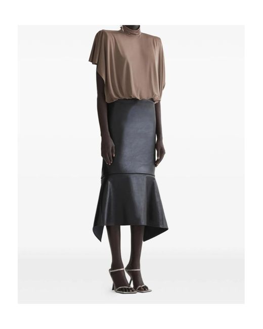 Mugler Brown High-Necked Bodysuit