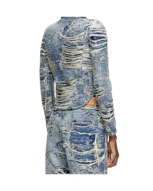 DIESEL Blue De-Madeline-Fsg Distressed Shirt