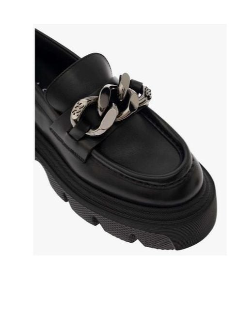 Casadei Black Chain-Link Slip-On Loafers