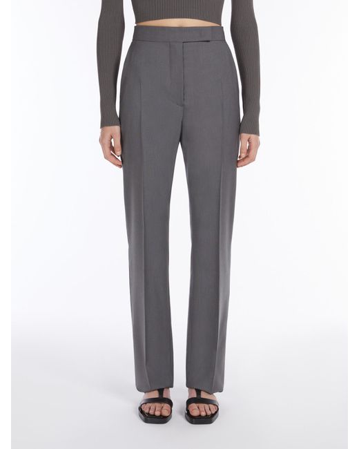Max Mara Gray Turbigo Pleat Detailed Striaght Leg Trousers