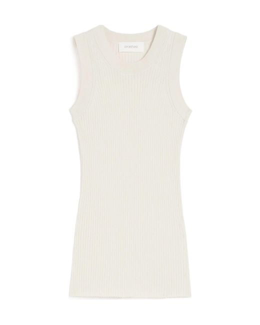 Sportmax White Tione Ribbed Tank Top