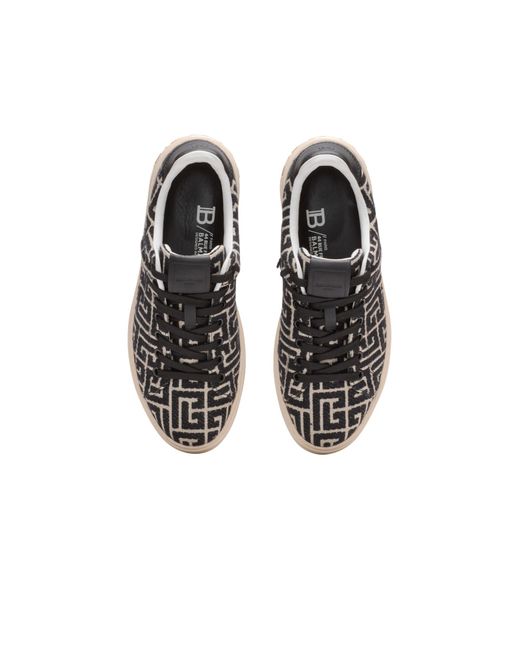 Balmain Brown Monogram Jacquard B-Court Trainers