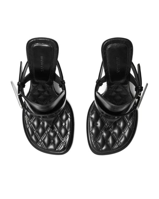 Burberry Black Bay Equestrian Knight Motif Sandals