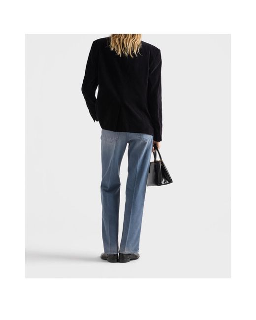Prada Blue Single-Breasted Velvet Jacket