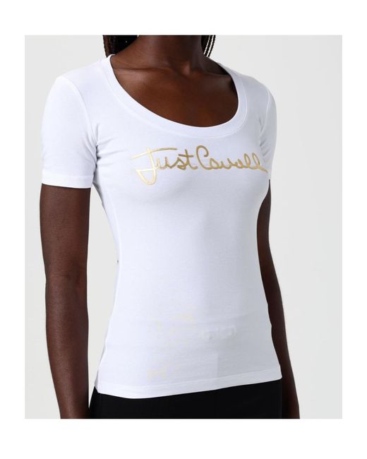 Just Cavalli White Script Logo T-Shirt