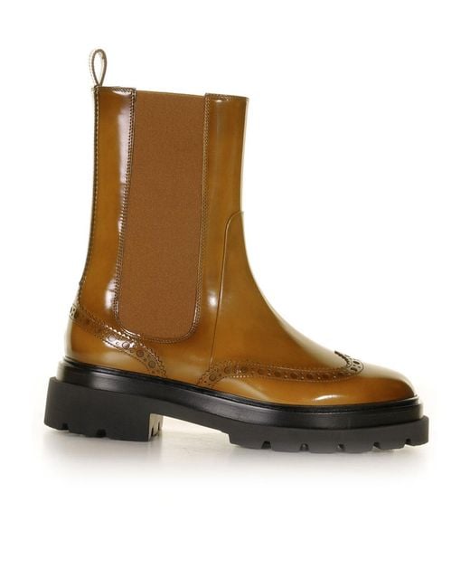 Santoni Brown Round Toe Ankle Boots