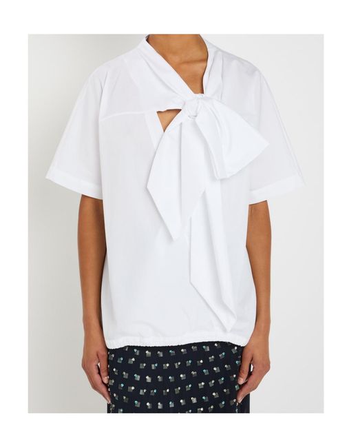 Dries Van Noten White Curbin Bow-Embellished Cotton-Poplin T-Shirt