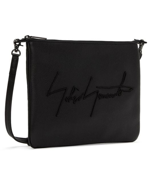 Yohji Yamamoto Black Discord Embroidered Shoulder Bag for men