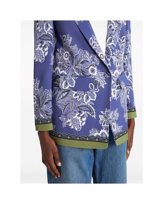 Etro Blue Printed Cady Jacket