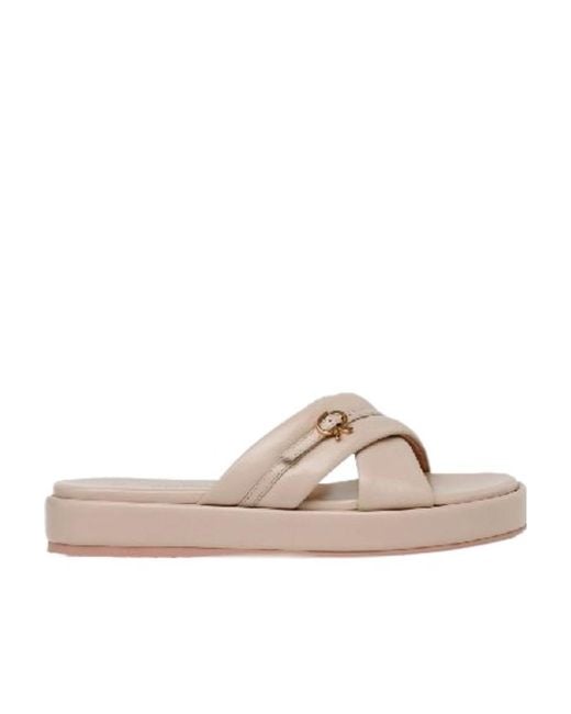 Gianvito Rossi Brown Logo Flat Sandals