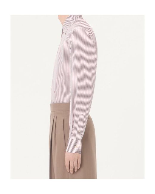 Valentino Pink Vlogo Embroidered Striped Shirt for men