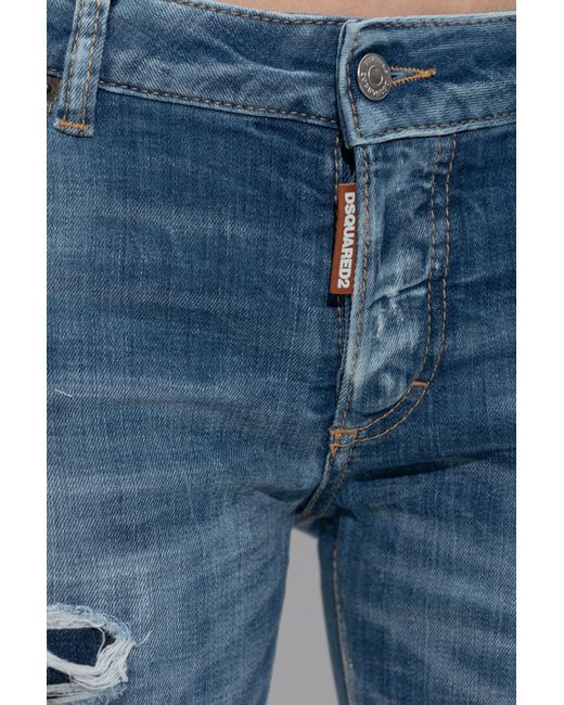 DSquared² Blue Distressed Medium Waist Jennifer Jeans