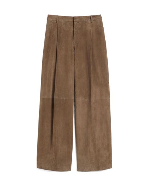 Max Mara Brown 'S Brando Pleat Detailed Trousers