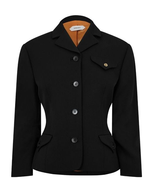Versace Black Waist-Hugging Single- Suit Jacket