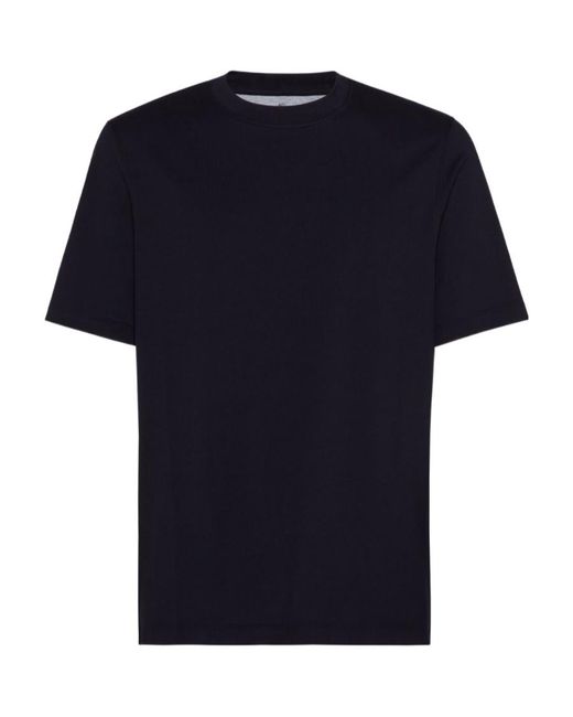 Brunello Cucinelli Black Crewneck Short-Sleeved T-Shirt for men
