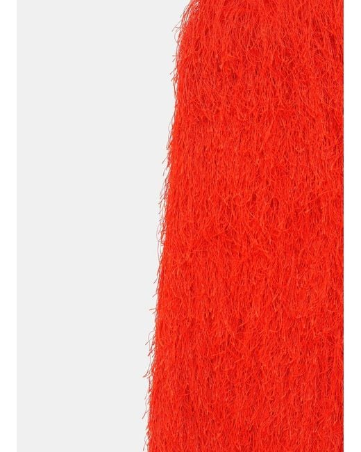 Dries Van Noten Red Fringe Skirt
