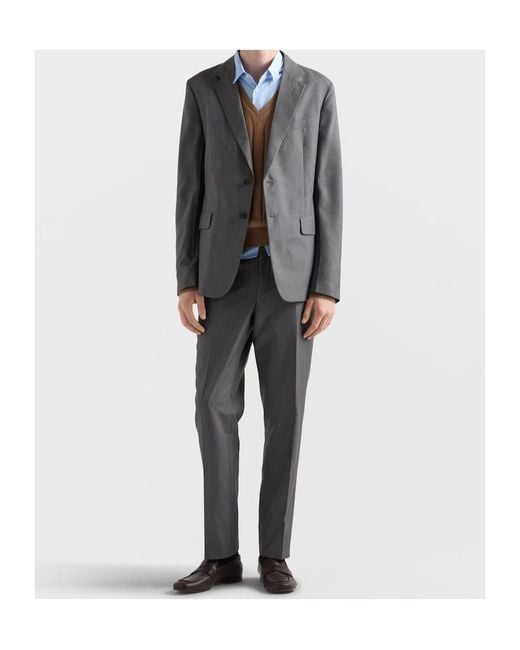 Prada Gray Single-Breasted Silk Suit for men