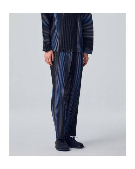 Homme Plissé Issey Miyake Gray Blend Of Lights Pleated Straight-Leg Trousers for men