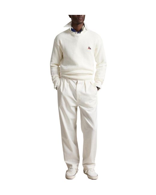 Polo Ralph Lauren White Crew Neck Jumper for men