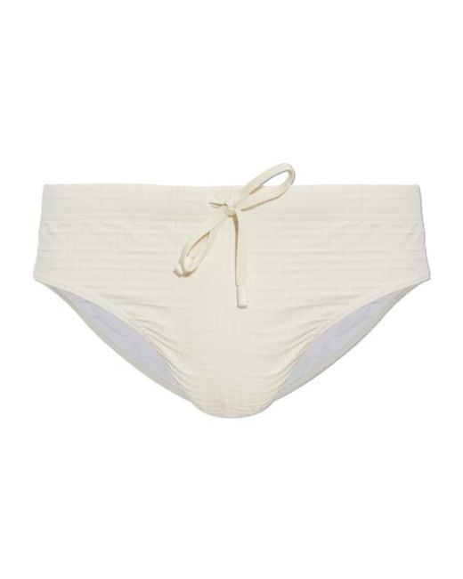 Balmain White Drawstring Swim Trunks for men