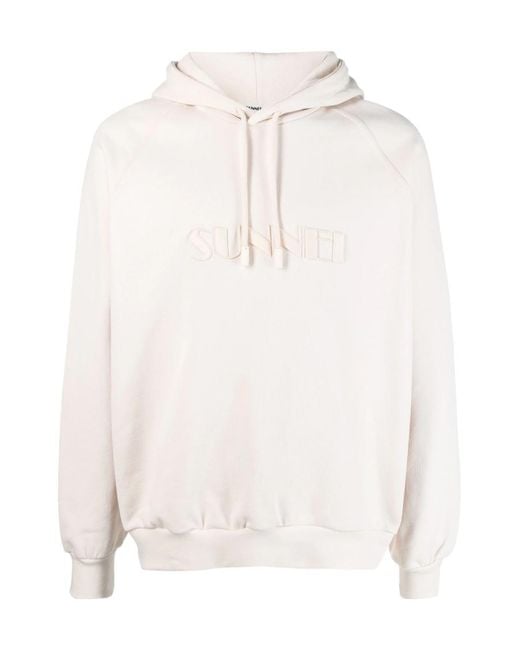 Sunnei White Logo Hooded Sweater for men