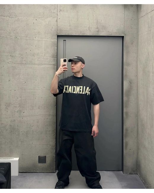 Balenciaga Black Tape Type Medium Fit T-Shirt for men