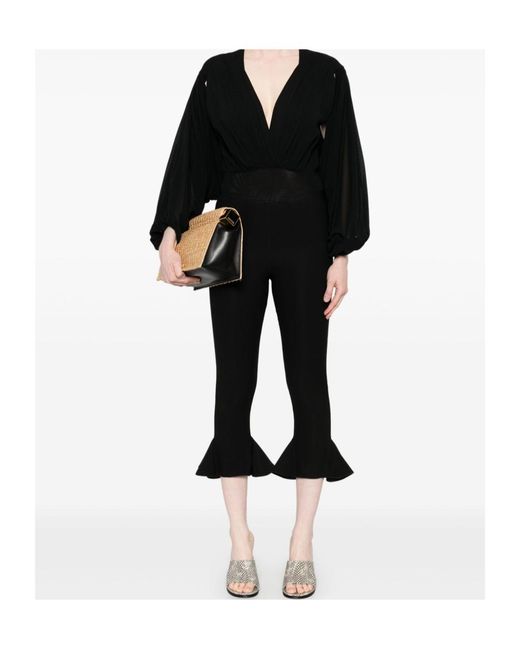 Philosophy Di Lorenzo Serafini Black Puff Sleeve Tulle Bodysuit