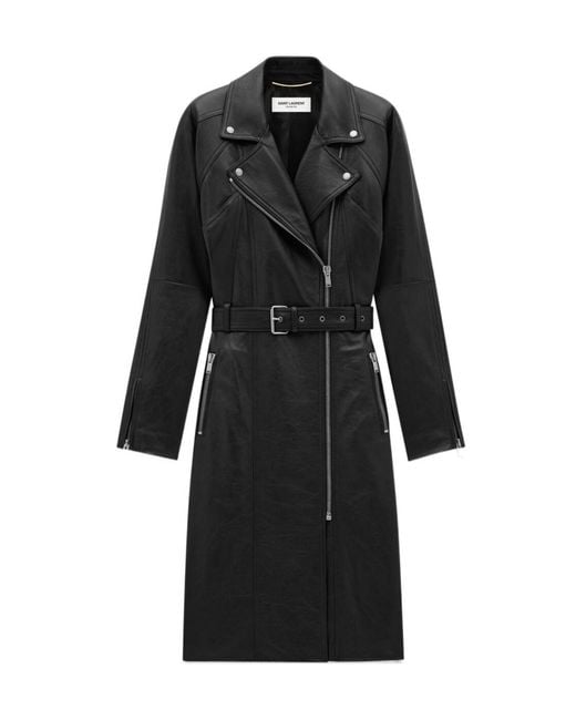 Saint Laurent Black Leather Coat