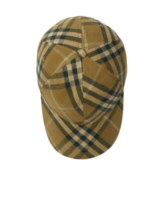 Burberry Green Check Printed Baseball Cap for men