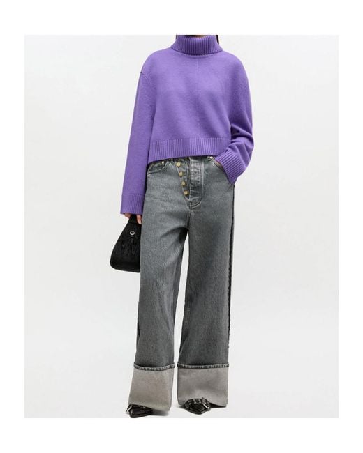 Ganni Purple Wool Turtleneck Jumper