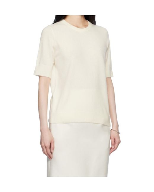 arch4 White Ribbed Knit T-Shirt