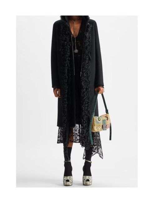 Fendi Black Wool And Shearling Coat