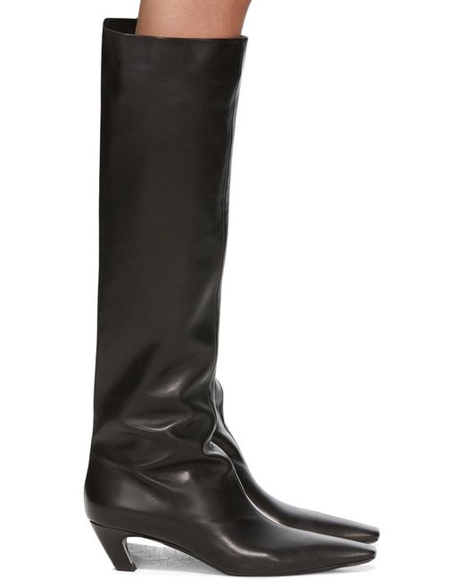 Khaite Black Davis Knee-High Boots