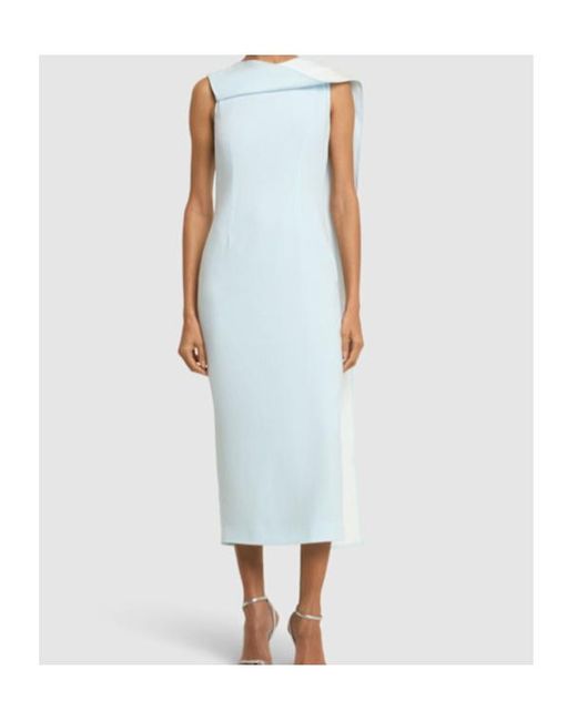 Roland Mouret Blue Satin Crepe Midi Dress