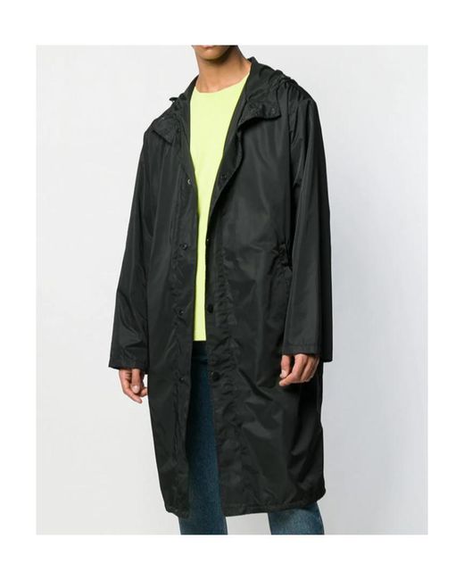 KENZO Black Logo Printed Long Overcoat for men