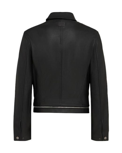 Acne Black Leather Jacket W/ Zipped Belt for men