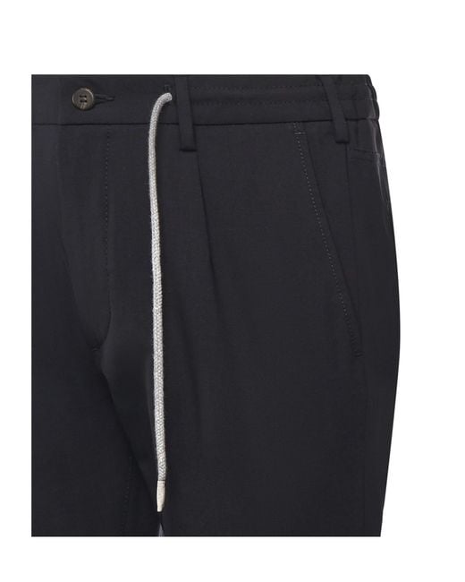 Eleventy Blue Drawstring Tapered Pants for men