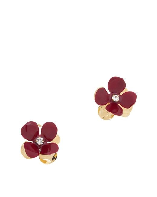 Marni Pink Embellished Floral Motif Earrings